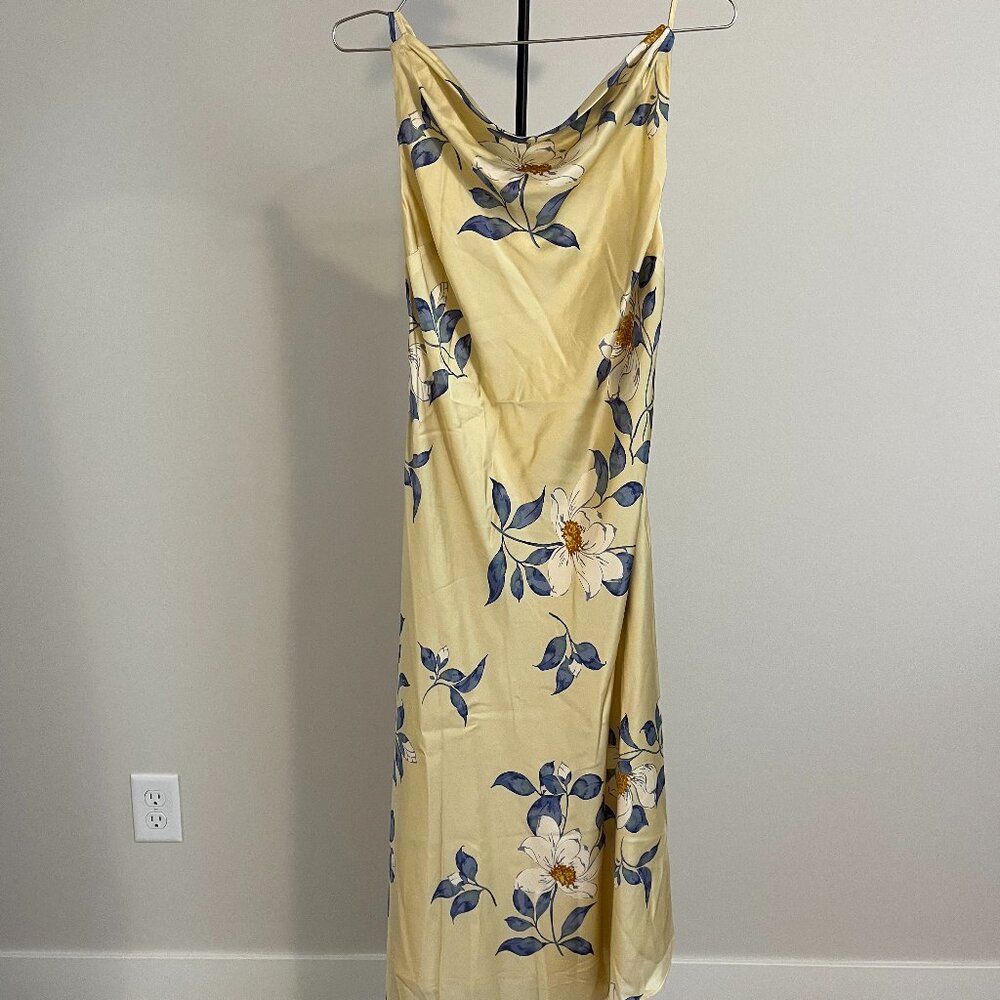 Reformation Yellow Floral Backless Slip Dress - Picture 2 of 5